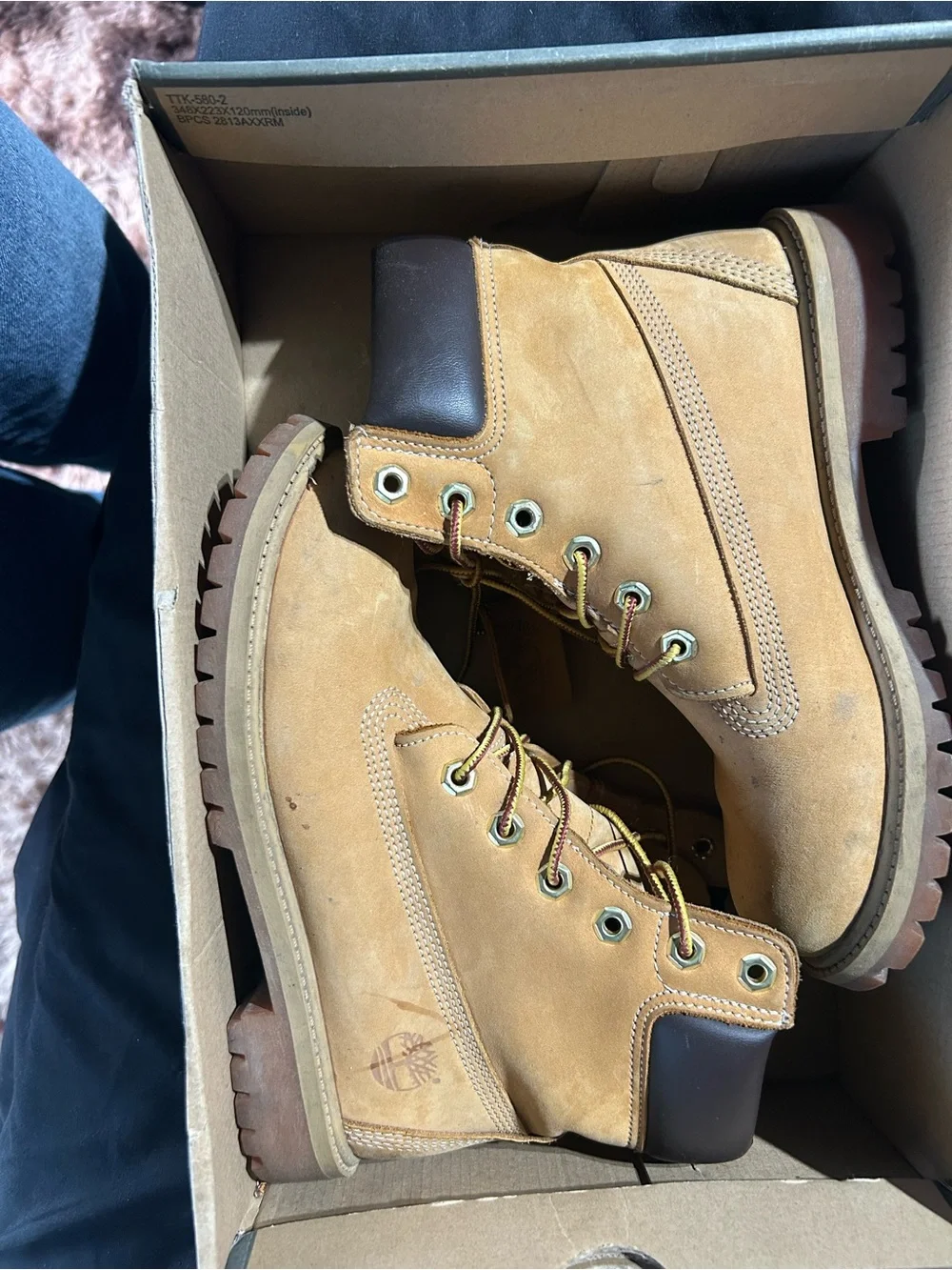 Timberland Wheat Nubuck Work Boots with Brown Collar